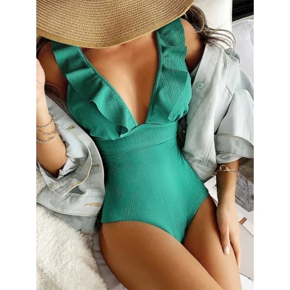 Ruffle Strap Tummy Control Swimsuits