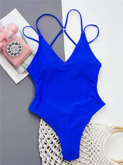 Solid Backless Tummy Control Swimsuits - Image 6