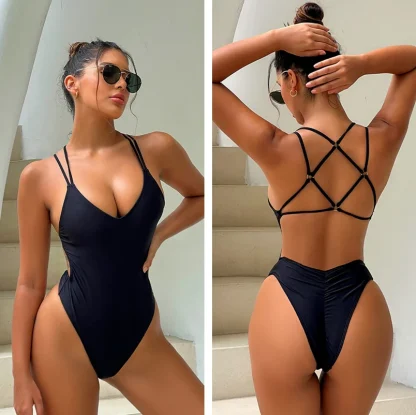 Solid Backless Tummy Control Swimsuits