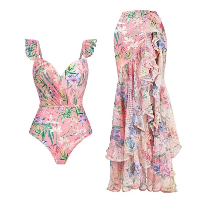 Cascade Ruffle Tummy Control Swimsuit Set