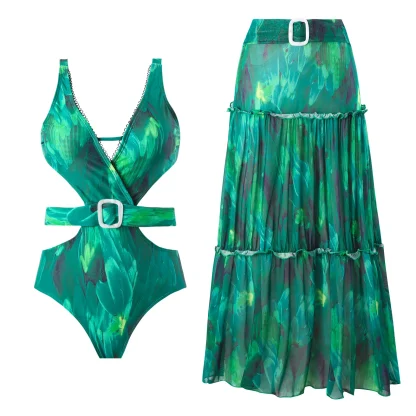 Cutout Tummy Control Swimsuit Set