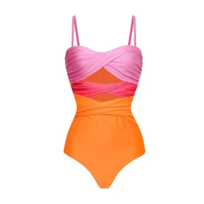 Orange Tummy Control Swimsuit Set - Image 2