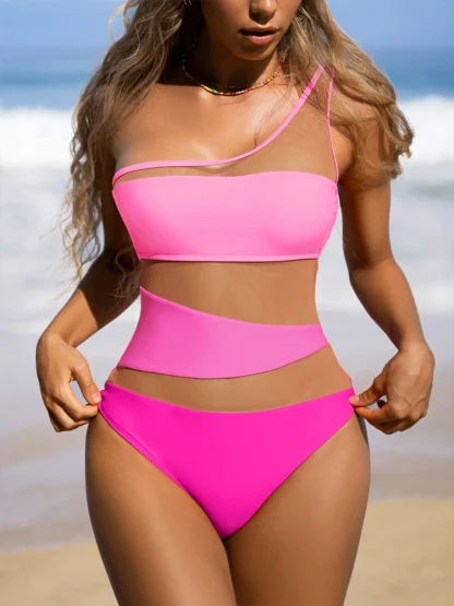 Mesh Patchwork Tummy Control Swimsuit