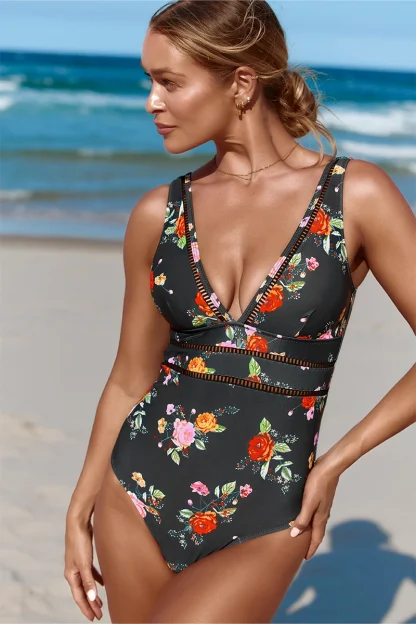 V-neck Floral Tummy Control Swimsuit - Image 4