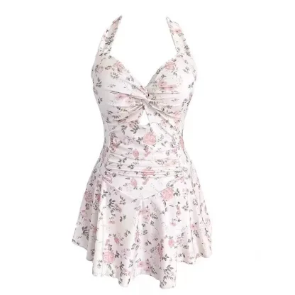 Floral One-piece Skirt Tummy Control Swimsuit