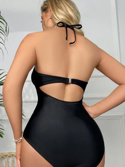 Tied Halter Tummy Control Swimsuit - Image 2