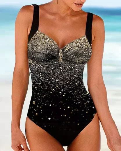 Printed Glitter Tummy Control Swimsuits