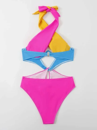 Contrast Color Tummy Control Swimsuits - Image 4