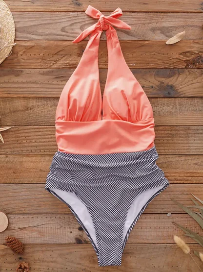 One Piece Halter Tummy Control Swimsuit