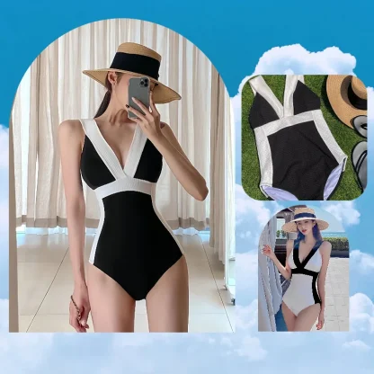 Chic V-neck Tummy Control Swimsuit - Image 6