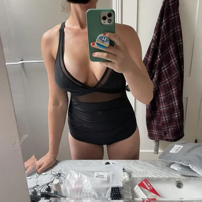V-neck Mesh Tummy Control Swimsuits - Image 6