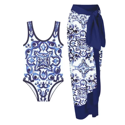 One-piece Blue Tummy Control Swimsuit - Image 2