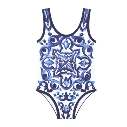 One-piece Blue Tummy Control Swimsuit