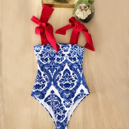 Tie Up Strap Tummy Control Swimsuit - Image 2