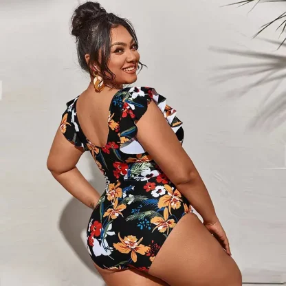 Ruffle Sleeve Tummy Control Swimsuit - Image 2