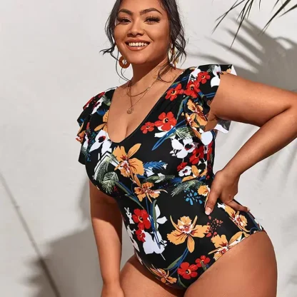 Ruffle Sleeve Tummy Control Swimsuit - Image 3
