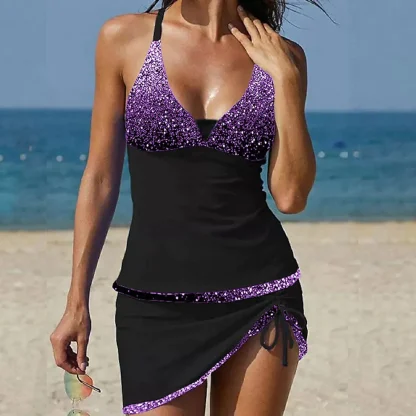 Halter V-neck Tummy Control Swimdress - Image 4