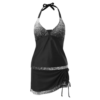 Halter V-neck Tummy Control Swimdress