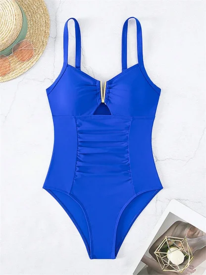 V-neck Solid Tummy Control Swimsuit - Image 4