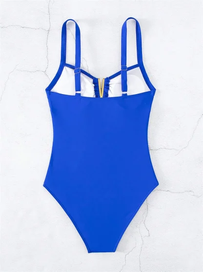 V-neck Solid Tummy Control Swimsuit - Image 5