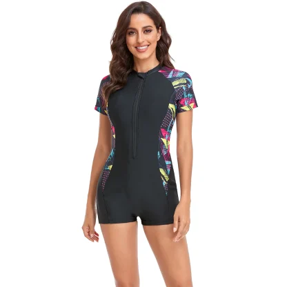 Short Sleeve Boyleg Tummy Control Swimsuit - Image 3