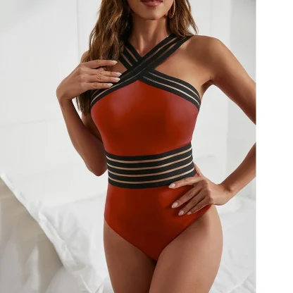 Halter Mesh Tummy Control Swimsuits - Image 7