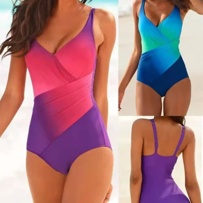 Gradient V-neck Tummy Control Swimsuits - Image 6