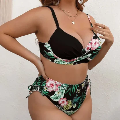 Plus Size Drawstring Tummy Control Swimsuits - Image 4