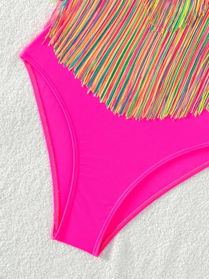 Colorful Tassel Tummy Control Swimsuit - Image 6