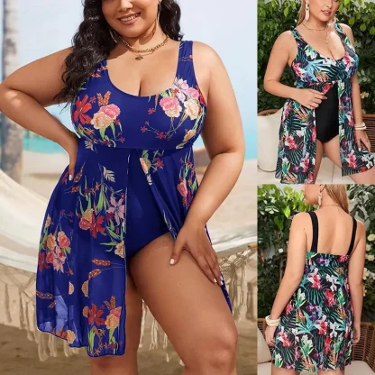 Front Slit Tummy Control Swim Dress - Image 6