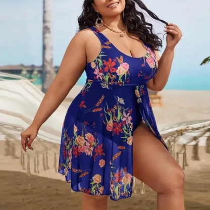 Front Slit Tummy Control Swim Dress
