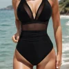 Mesh Panel Tummy Control Swimsuits