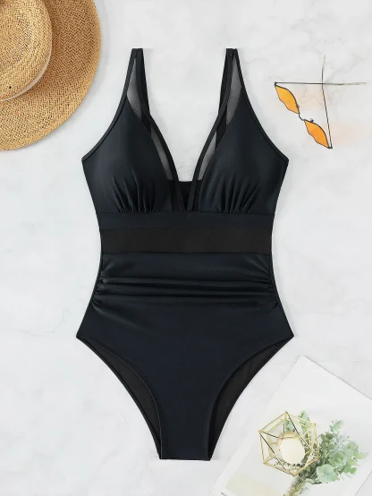 Mesh Panel Tummy Control Swimsuits - Image 4