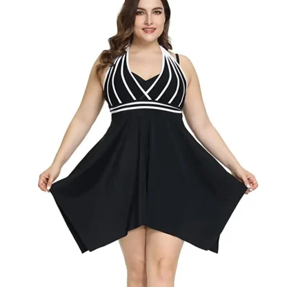 Halter Plus Size Tummy Control Swimdress - Image 2
